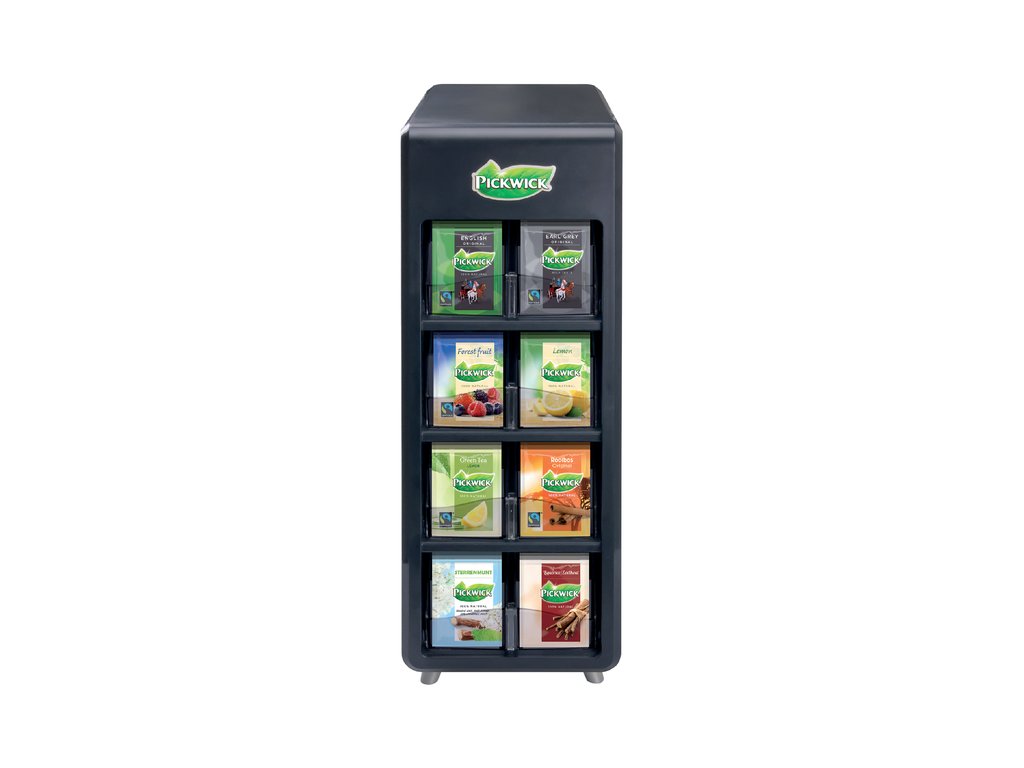 Pickwick Thee Dispencer met 8 Vakken inclusief thee